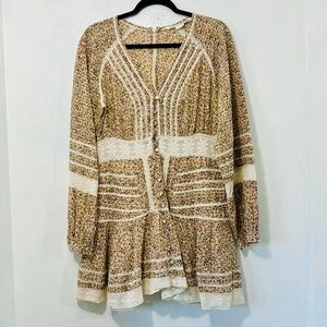 ⭐️Host Pick-Veronica Beard Addilyn Brown+pink Dress.Long sleeve mini.Size 14